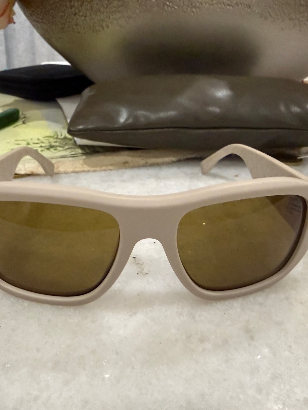 Matte Beige Frame Sunglasses with Brown Lenses. Never worn. Sporty Fendi
